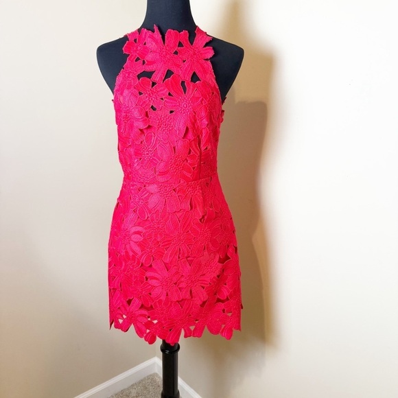 lace crochet skater dress Jealous Tomato Maggie Black Crochet Trim Skater Dress - Size M - Woven Polyester with Ombre Lace main image 1